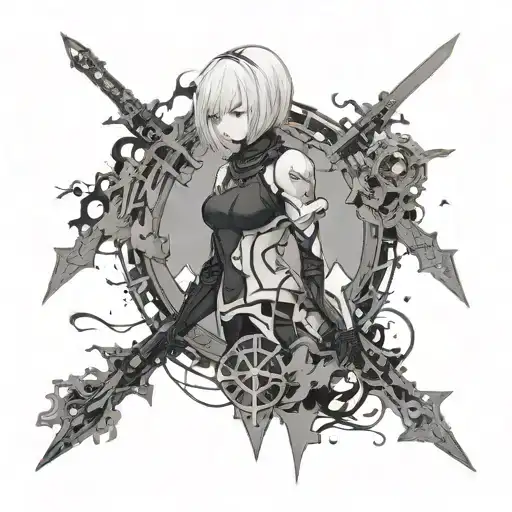 nier automata 2b tattoo design idea