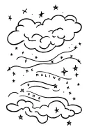 clouds and stars surrounding words tattoo design idea