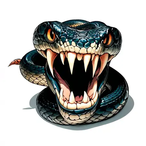 large fangs snake tattoo design idea