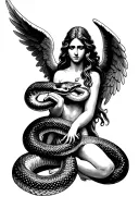 nirvana angel with a snake going through it tattoo design idea