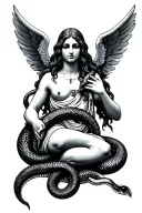 nirvana angel with a snake going through it tattoo design idea
