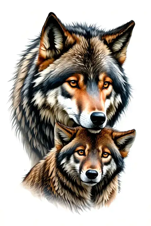 she-wolf and her cubs, which represents the mother's love and protection tattoo design idea