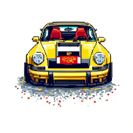 pixelated Porsche 911 tattoo design idea