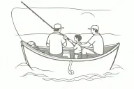 dad and son fishing in a boat tattoo design idea