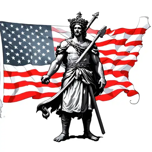 St. Florian with American flag back ground tattoo design idea