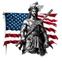 St. Florian with American flag back ground tattoo design idea