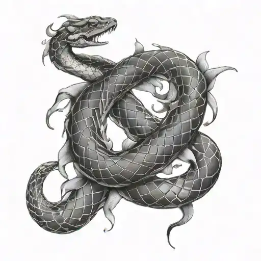 gemini snake wrapped tattoo design idea