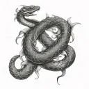 gemini snake wrapped tattoo design idea