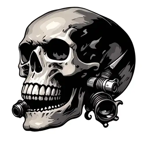 vtwin skull spark plug tattoo design idea