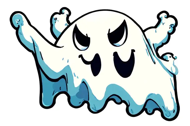 cute tall cartoon ghost tattoo design idea
