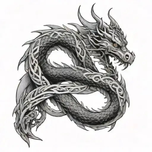 infinity symbol dragon intertwined tattoo design idea