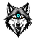 wolf head with 3rd eye  tattoo design idea