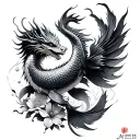 Phoenix, Dragon, Cherry Flower, Carp Koi Fish tattoo design idea