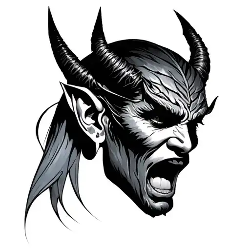 Devil Whispering In Ear tattoo design idea