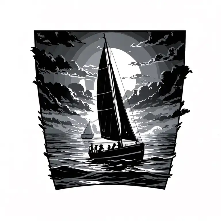 mallorca party surf sailing tattoo design idea