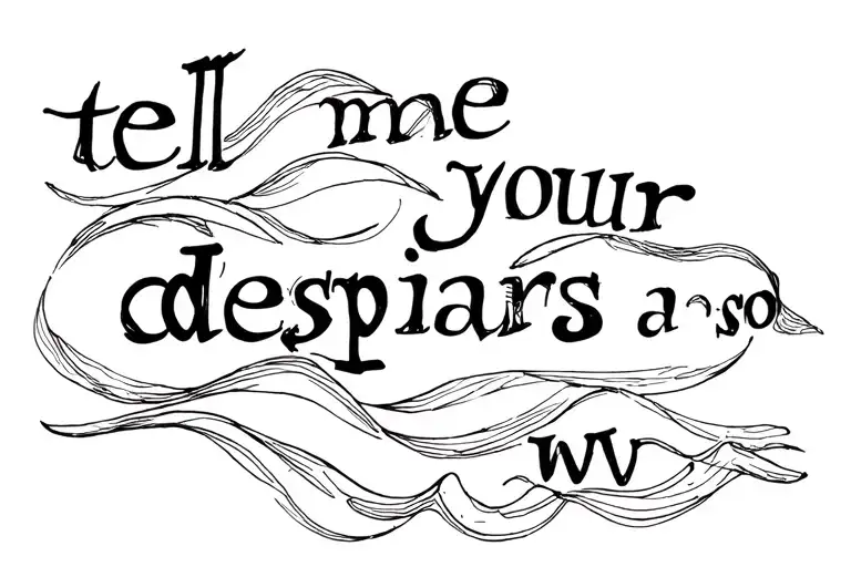 "tell me your despairs and so w" waves or ripples merging tattoo design idea