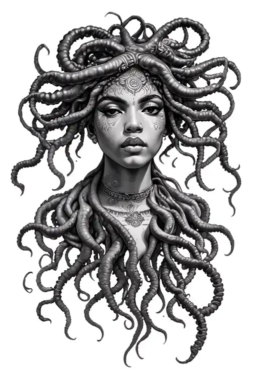 African Medusa tattoo design idea