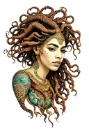 African Medusa tattoo design idea