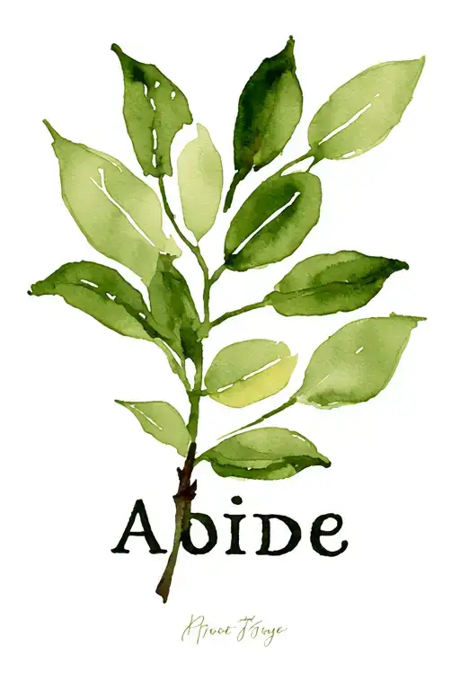 "Abide" Olive Branch tattoo design idea