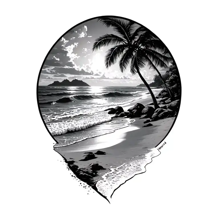 costa rica beach with sea tattoo design idea