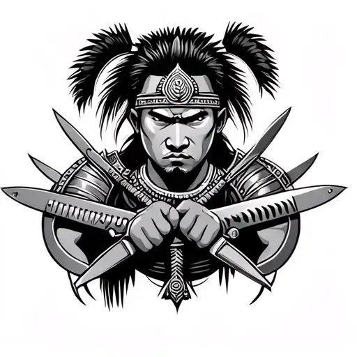 Filipino Warrior holding two Scissors tattoo design idea
