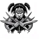 Filipino Warrior holding two Scissors tattoo design idea