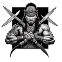 Filipino Warrior holding two Scissors tattoo design idea