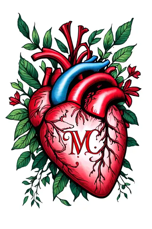 heart with initials M C tattoo design idea