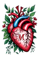 heart with initials M C tattoo design idea
