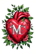 heart with initials M C tattoo design idea