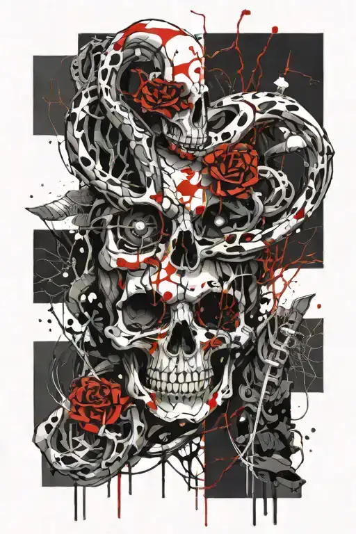 Snake skeleton and eyes, paired tattoo design tattoo design idea