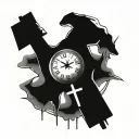 hand, clock, cross, broken heart tattoo design idea