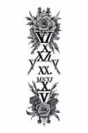 "VI.XXIV.MMXXV" Roman numerals tattoo design idea