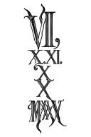 "VI.XXIV.MMXXV" Roman numerals tattoo design idea