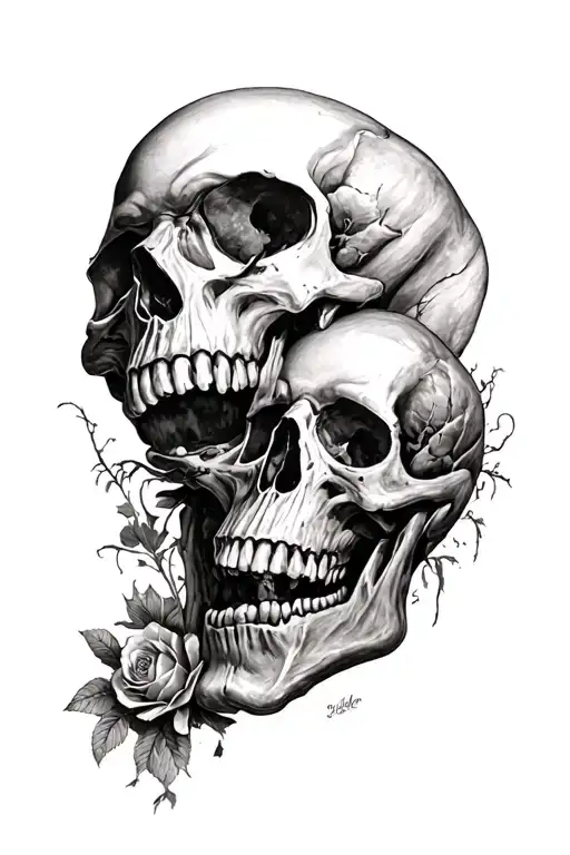 skulls graveyard morbid tattoo design idea