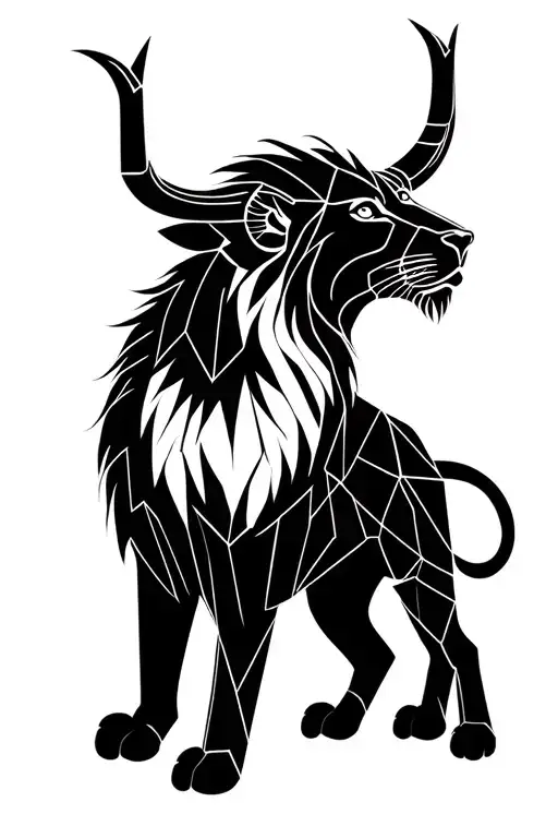 Lion + taurus zodiac sign tattoo design idea