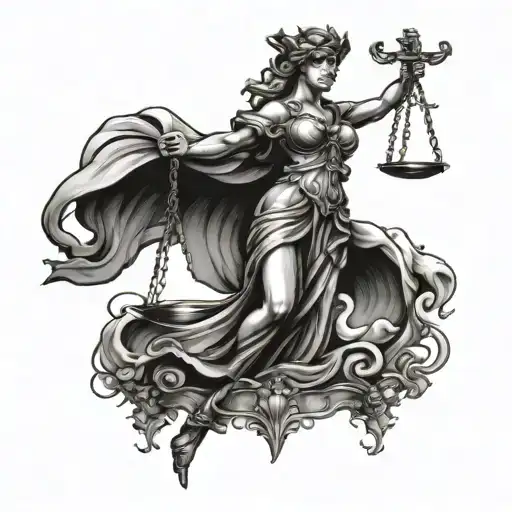 lady justice tattoo design idea