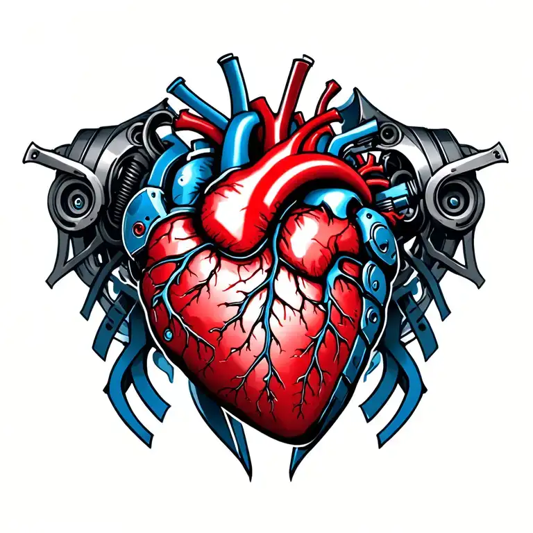 men mechanical heart chest tattoo under skin tattoo design idea
