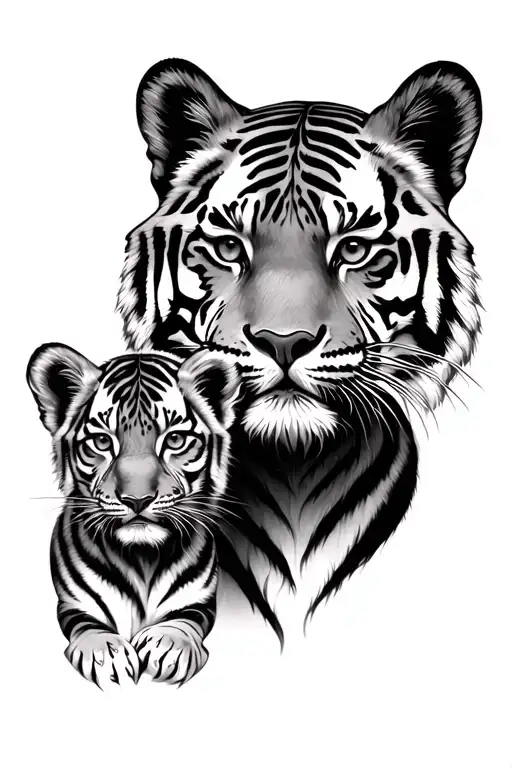 tiger face and tiger cub  tattoo design idea
