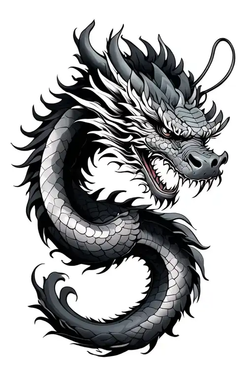 Japanese dragon wrapped around arm tattoo design idea