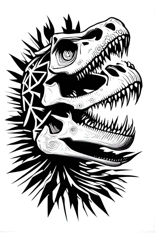 dinosaur skeleton tattoo design idea
