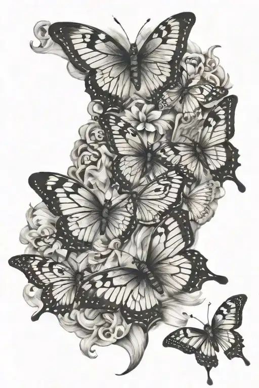 butterflies on hand in smoke tattoo design idea