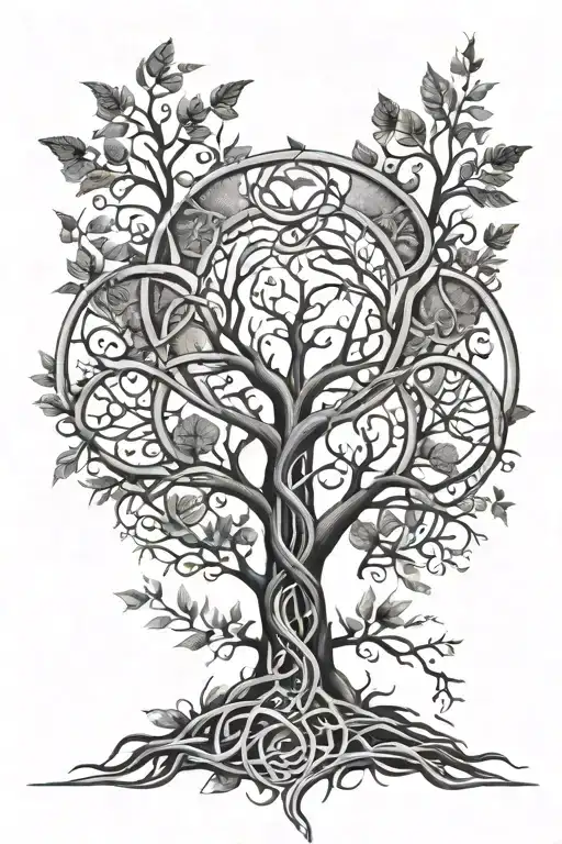 DNA & Family tree intertwined tattoo design idea