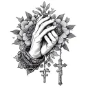 Rosary Praying Hands tattoo design idea