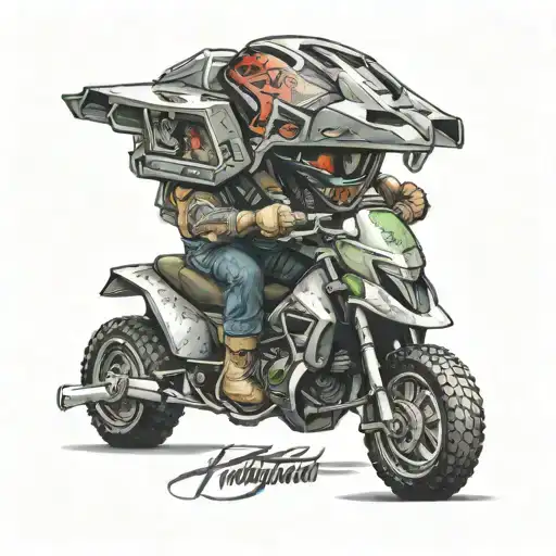 quad bike helmet tattoo design idea