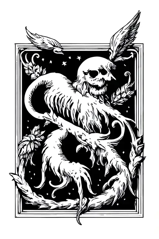 medieval woodcut art tattoo design idea
