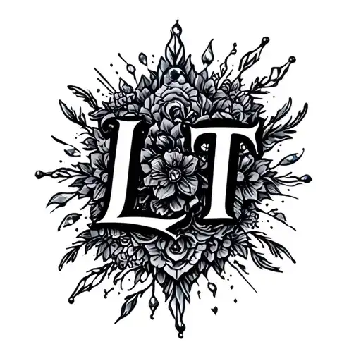 "LT" jewel tattoo design idea