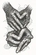 Smoke, hands facing each other, wavy sharp lines going tattoo design idea