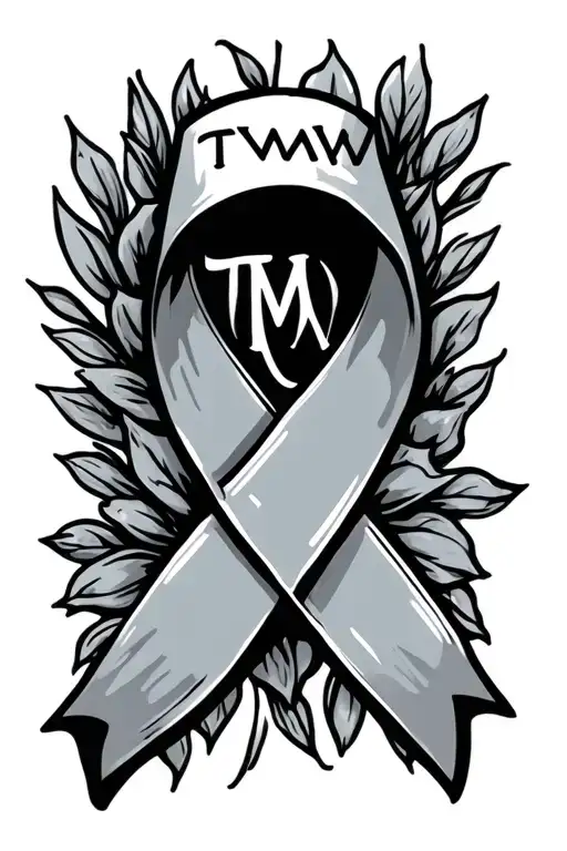 Ovarian cancer ribbon with initials TMV tattoo design idea