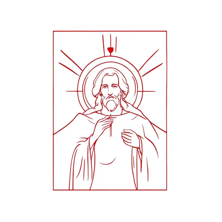 Holy Spirit and st Jude Thaddeus with a red tattoo design idea